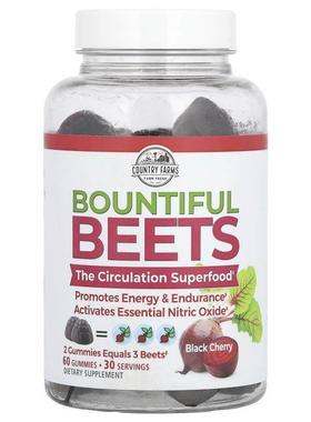 Country Farms,Bountiful Beets 软糖，黑樱桃味，60 粒
