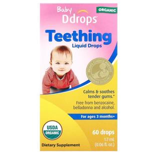Ddrops,Organic Baby Teething Liquid Drops, For Ages 3 Months