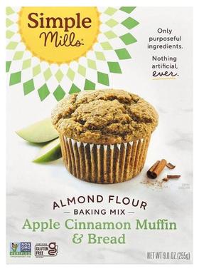 Simple Mills,巴旦木粉烘焙粉，苹果肉桂松饼和面包，9 盎司（255