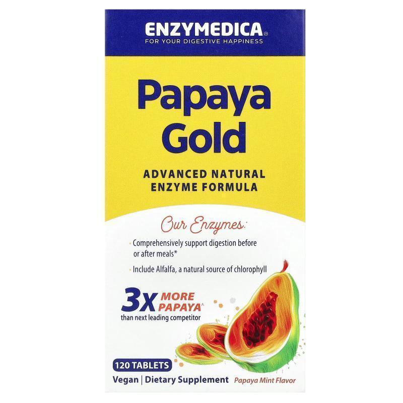 Enzymedica,Papaya Gold, Papaya Mint, 120 Tablets