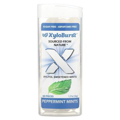 Xyloburst,Xylitol Sweetened Mints, Peppermint, 60 Pieces, 1.
