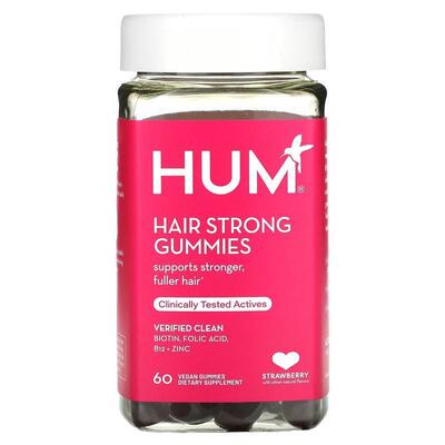 HUM Nutrition,Hair Strong Gummies, Strawberry, 60 Vegan Gumm