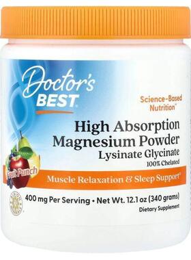 Doctor's Best,High Absorption Magnesium Powder, Fruit Punch,
