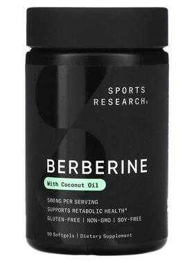 Sports Research,Berberine With Coconut Oil, 500 mg, 90 Softg