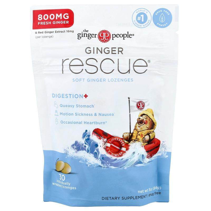 The Ginger People,Ginger Rescue®, Soft Ginger Lozenges, 30 I