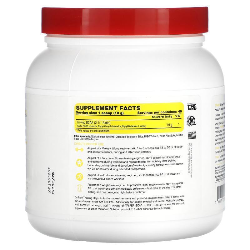 Metabolic Nutrition,Tri-Pep，支链氨基酸，蓝莓，400克