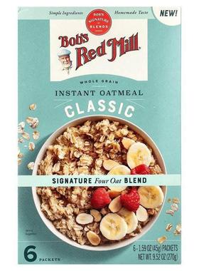 鲍勃红磨坊,Instant Oatmeal, Whole Grain, Classic, 6 Packets,