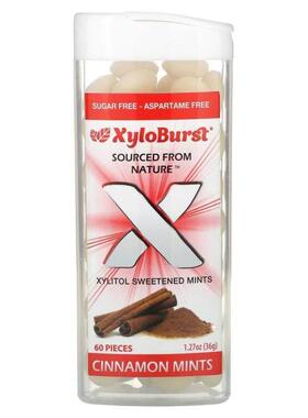 Xyloburst,Xylitol Sweetened Mints, Cinnamon, 60 Pieces, 1.27