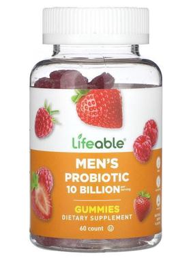 Lifeable,男性益生菌软糖，天然浆果味，50 亿，60 粒软糖