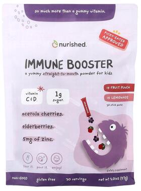 Nurished,Immune Booster, Fruit Punch, Lemonade, 30 Stick Pac