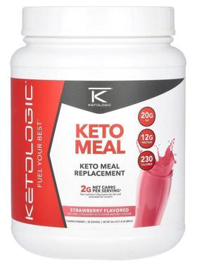 KetoLogic,Keto Meal, Strawberry, 1.8 lb (800 g)