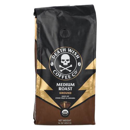 Death Wish Coffee,全球特强咖啡，研磨，深度烘焙，16 盎司（454