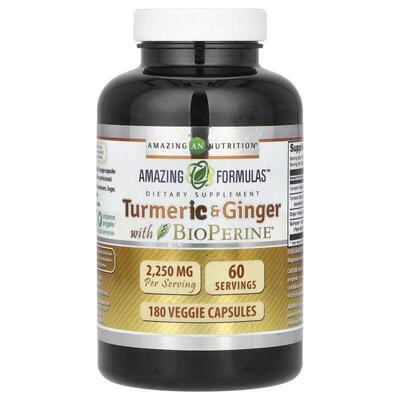 Amazing Nutrition,姜黄和姜，含 BioPerine，750 毫克，180 粒素