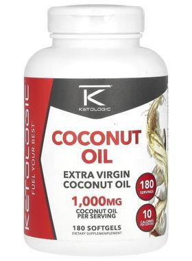 KetoLogic,Extra Virgin Coconut Oil, 1,000 mg, 180 Softgels