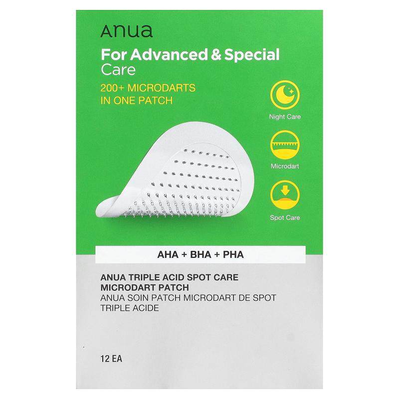 Anua,Triple Acid Spot Care Microdart Patch, 12 Patches