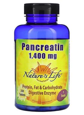 Nature's Life,Pancreatin, 1,400 mg, 250 Tablets