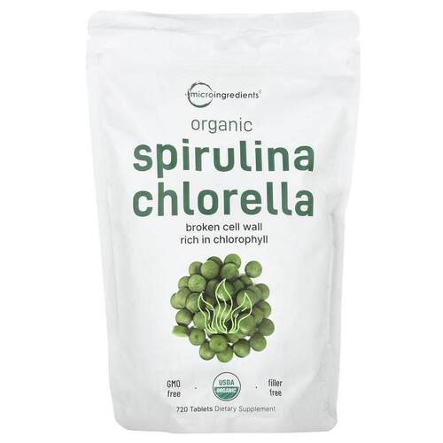 Micro Ingredients,Organic Spirulina Chlorella, 720 Tablets