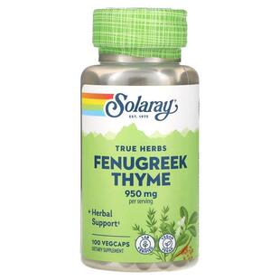Solaray,True Herbs, Fenugreek Thyme, 950 mg, 100 VegCaps