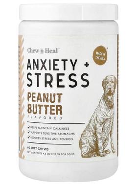 Chew + Heal,Anxiety + Stress, For Dogs, Peanut Butter, 60 So