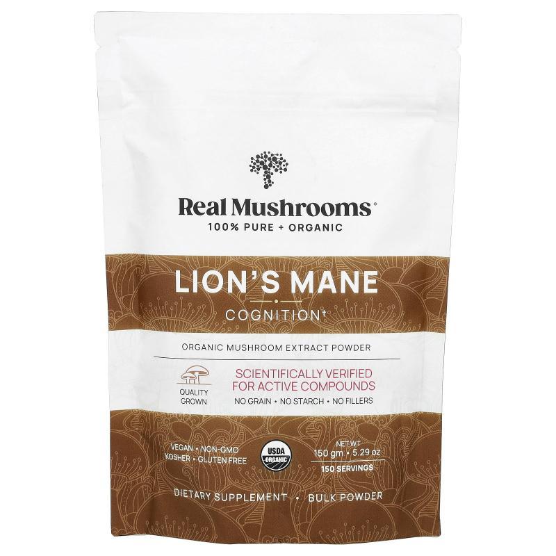 Real Mushrooms,Lion's Mane, Cognition, 5.29 oz (150 g)