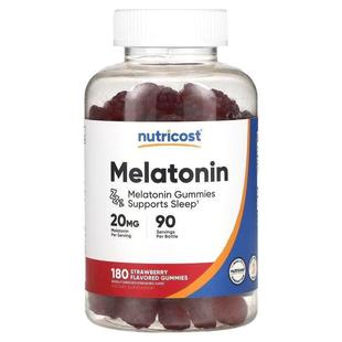 Nutricost,Melatonin Gummies, Strawberry, 5 mg, 180 Gummies