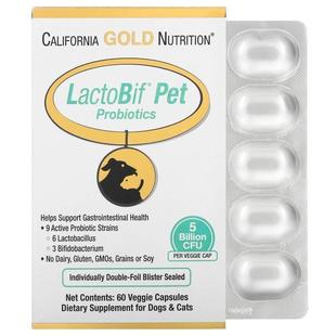 California Gold Nutrition,LactoBif 宠物益生菌，50 亿 CFU，60