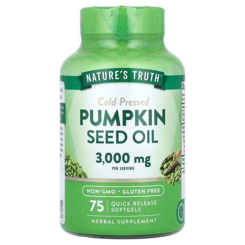 Nature's Truth,Pumpkin Seed Oil, Cold Pressed, 3,000 mg, 75