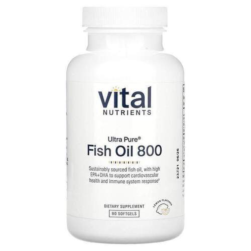 Vital Nutrients,Ultra Pure Fish Oil 800, Lemon, 90 Softgels