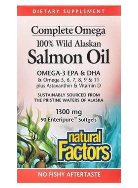 Natural Factors,Complete Omega，全野生阿拉斯加鲑鱼油，1,300