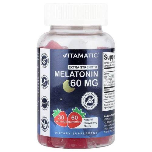 Vitamatic,Melatonin Gummies, Natural Strawberry