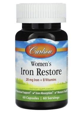Carlson,Women's Iron Restore, 28 mg Iron + B Vitamins, 180 C