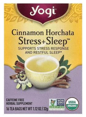 约琪,Stress + Sleep, Cinnamon Horchata, Caffeine Free, 16 Te