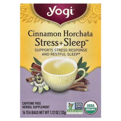 约琪,Stress + Sleep, Cinnamon Horchata, Caffeine Free, 16 Te