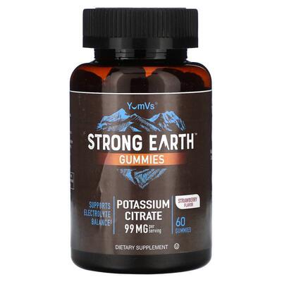Yum-Vs,Strong Earth Gummies, Potassium Citrate, Strawberry ,