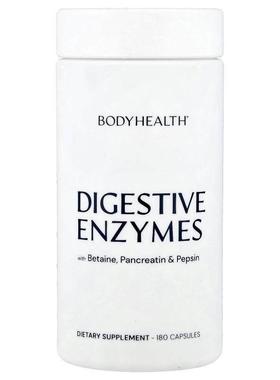 BodyHealth,消化酶胶囊，含甜菜碱、胰酶和胃蛋白酶，180 粒