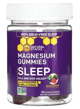 Natural Stacks,Magnesium Gummies, Sleep, Mixed Berry, 60 Veg