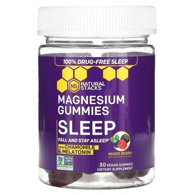 Natural Stacks,Magnesium Gummies, Sleep, Mixed Berry, 60 Veg