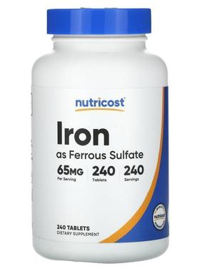 Nutricost,Iron, 65 mg, 240 Tablets