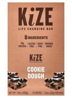 KiZE Life Changing Bar,Cookie Dough, 10 Bars, 1.5 oz (43 g)