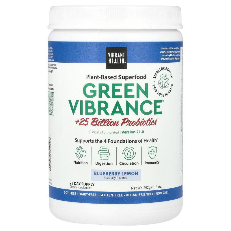 Vibrant Health,Green Vibrance, Version 21.0, Blueberry Lemon
