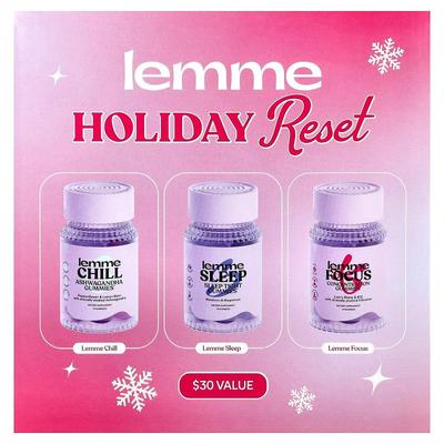 Lemme,Holiday Reset Gummies, Chill, Sleep, Focus, 3 Bottles,