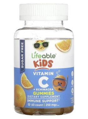 Lifeable,儿童维生素 C + 紫锥菊软糖，天然柑橘味，125 毫克，60