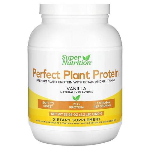 Super Nutrition,Perfect Plant Protein, Vanilla, 2.2 lbs (1,0