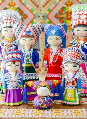 广西民族特色工艺品m壮族苗族娃娃礼品摆件家居摆设送礼佳品纪念