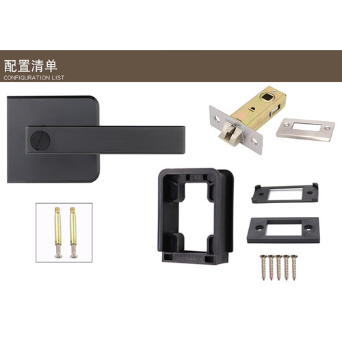 室内外门锁偏玻钛铝镁合金门锁卫生间极简1618极窄边框Z黑色带钥