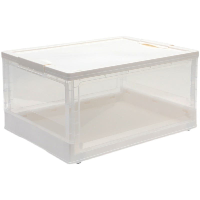 留白书箱带滑轮可折叠收纳箱宿舍书本储物盒透明家U用衣物整理箱