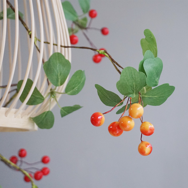 假花仿真花浆果藤蔓缠绕花灯吊饰长D枝野果子客厅餐桌家居摆设陈