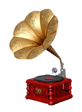 复古留声机欧式摆件 创意铁艺唱片机模型 家居摆T件装饰金属工艺