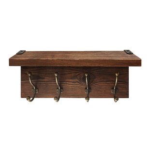 美式 饰置物 复古墙e上挂衣架实木衣帽架壁挂挂钩玄关进门口墙面装