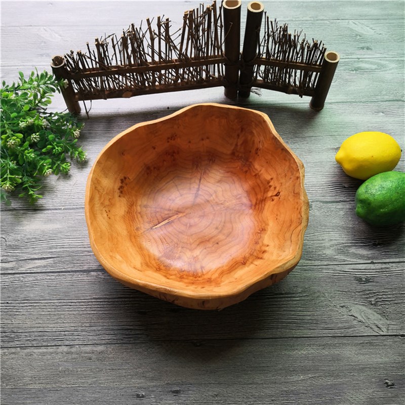 创意实木果e盘果盆摆件沙拉木碗木盆洗菜盆家用客厅水果盘子干果